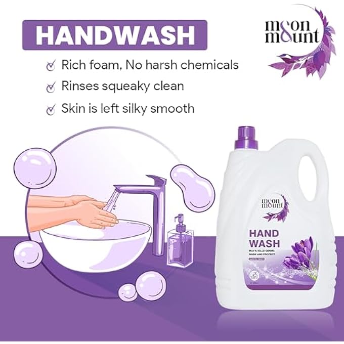 Moon & Mount HAND WASH PROTECTION FROM GERMS, HAND WASH LIQUIDS 5 LITER LIQUID HANDWASH FOR EVERYDAY USE (LAVENDER) - Image 2